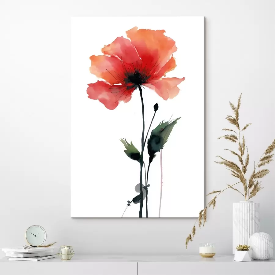  Schilderijen Aquarel papaver in een rustig kleurenpalet met zachte kleurovergangen s47087