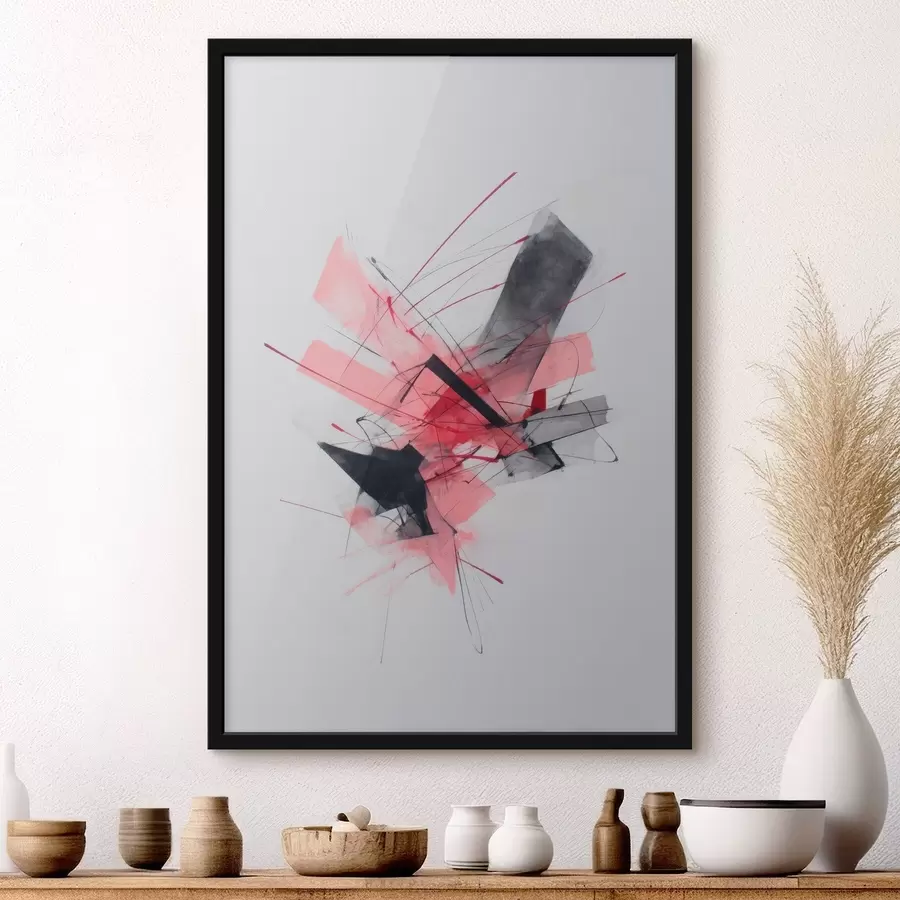 Fotobehang Abstract met roze en zwarte geometrische elementen f46950
