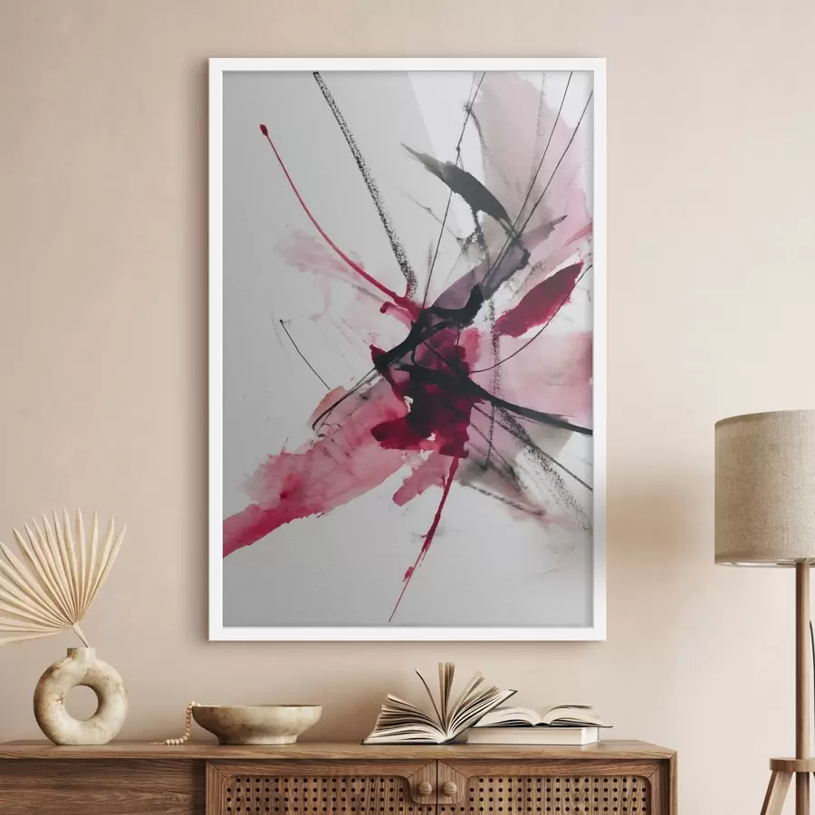 Fotobehang Moderne compositie van lijnen en vlekken in aquarelstijl f46951