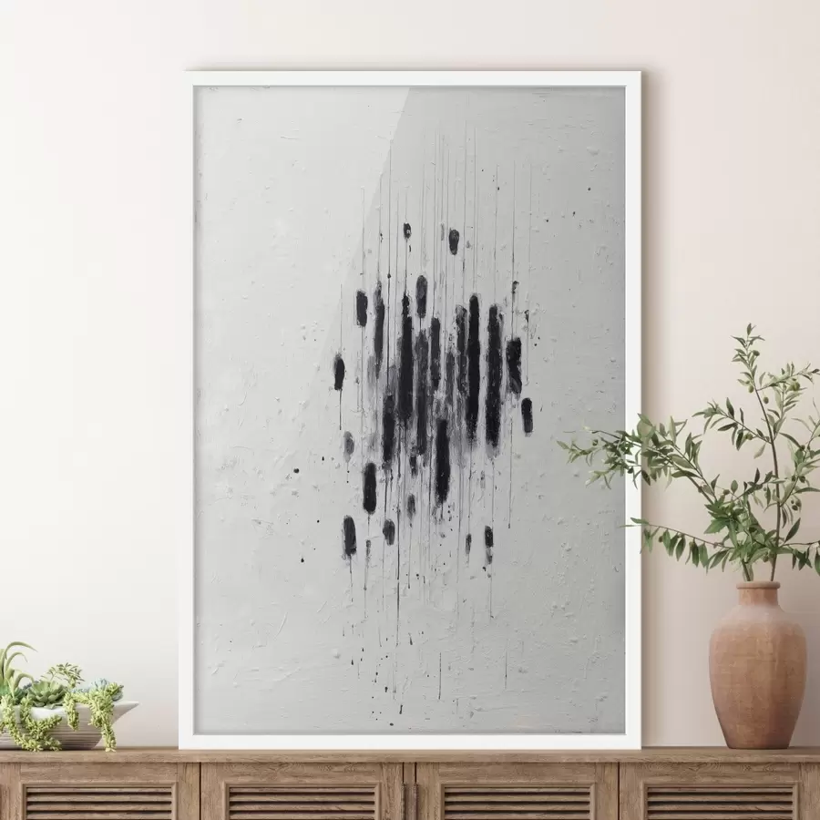 Fotobehang Minimalistische kunst met expressieve penseelstreken en vage randen in moderne schilderstijl f46957