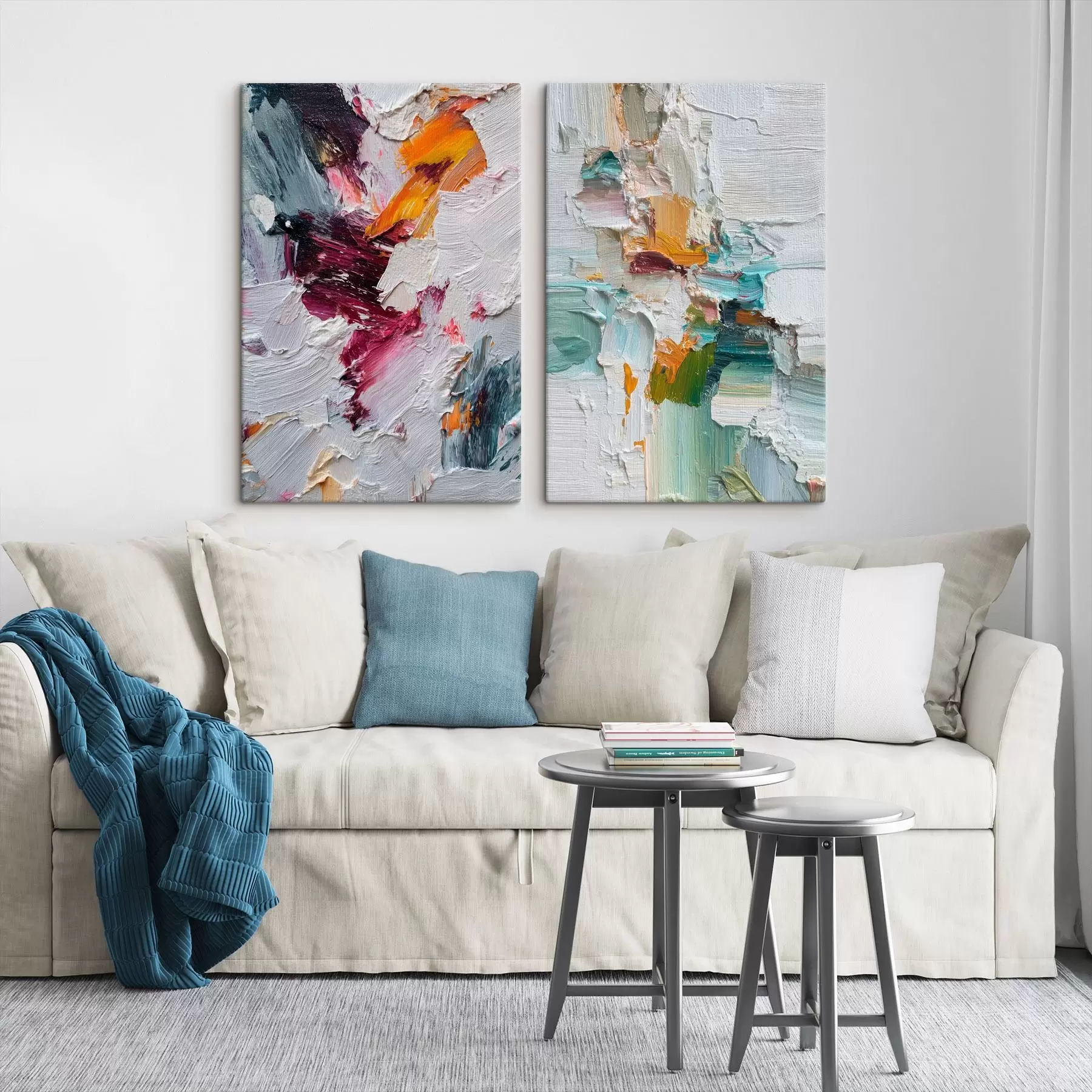  Schilderijen Kleurrijk abstract met ruwe penseelstreken in een moderne stijl m01098