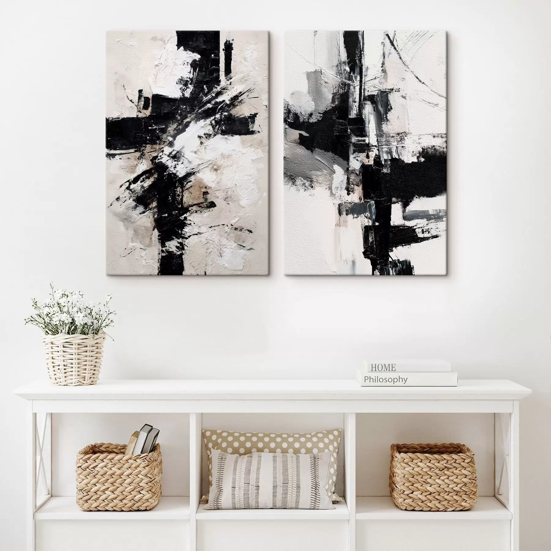  Schilderijen Minimalistische compositie met dynamische accenten en een imitatie van reliëftextuur m01151