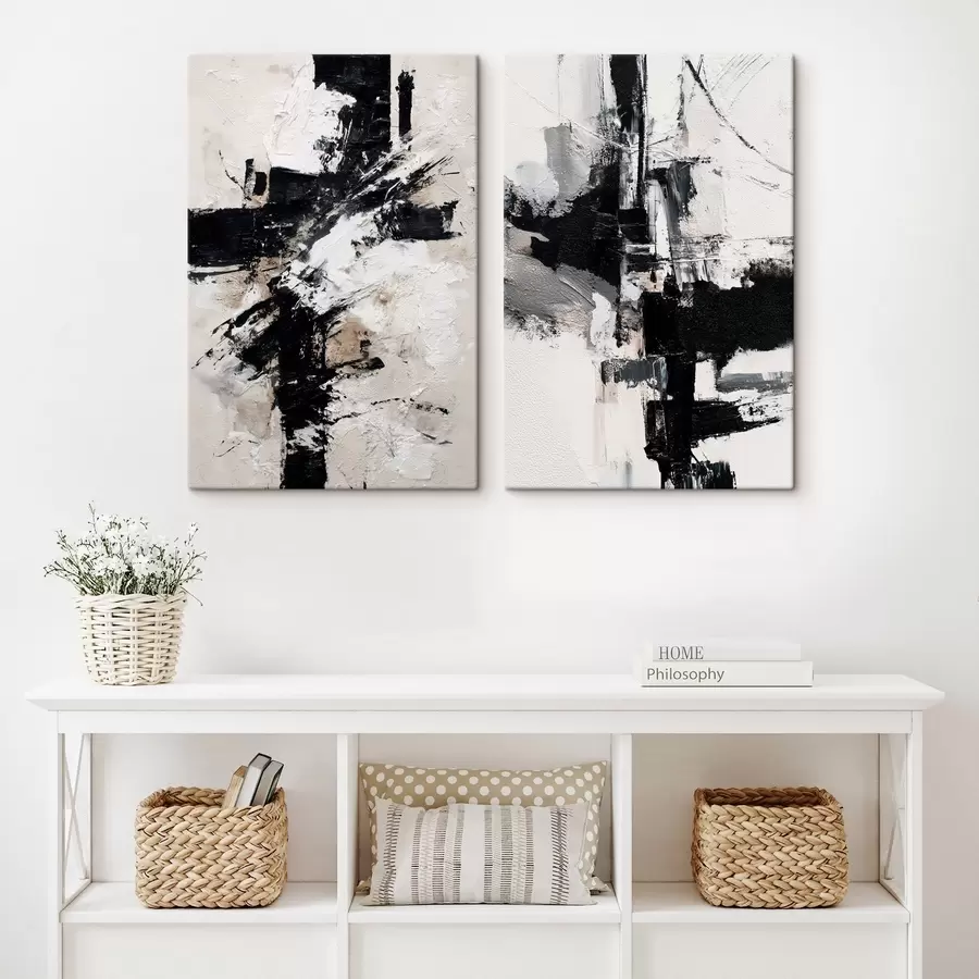  Schilderijen Minimalistische compositie met dynamische accenten en een imitatie van reliëftextuur m01151