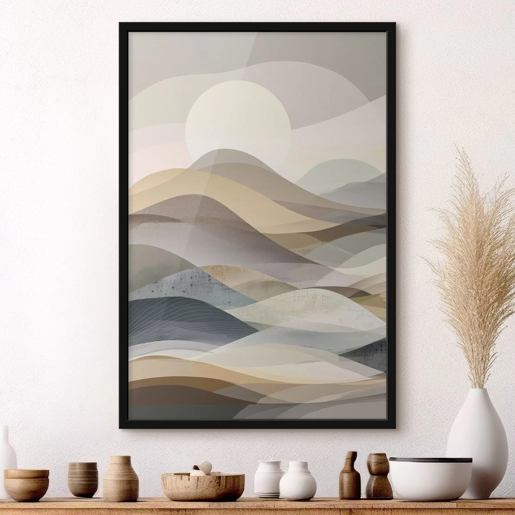 Fotobehang Abstracte bergen, imitatie-aquarel f47644