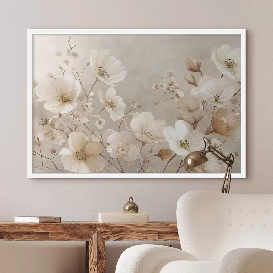 Fotobehang Grote bloemen op een lichte achtergrond f47650