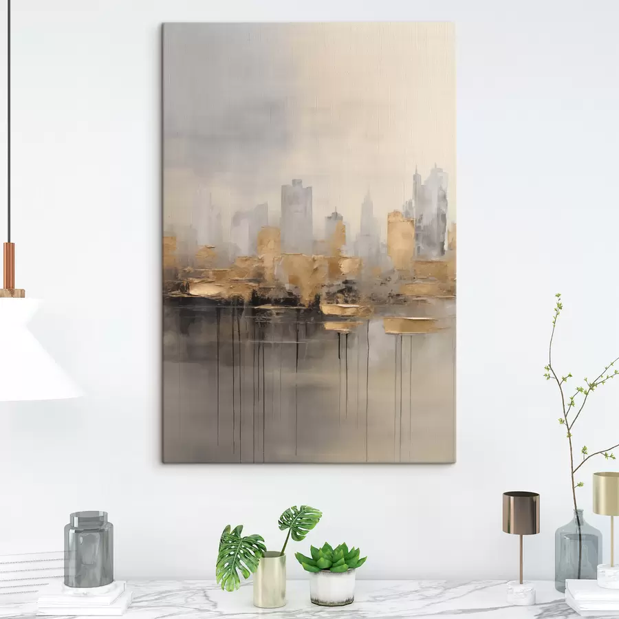  Schilderijen Een stad in rustige tinten s47672