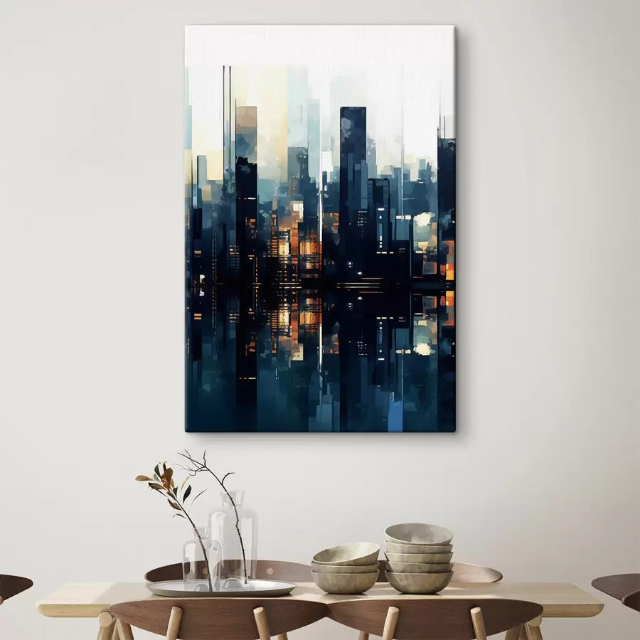  Schilderijen Avondzon in een grote stad s47676