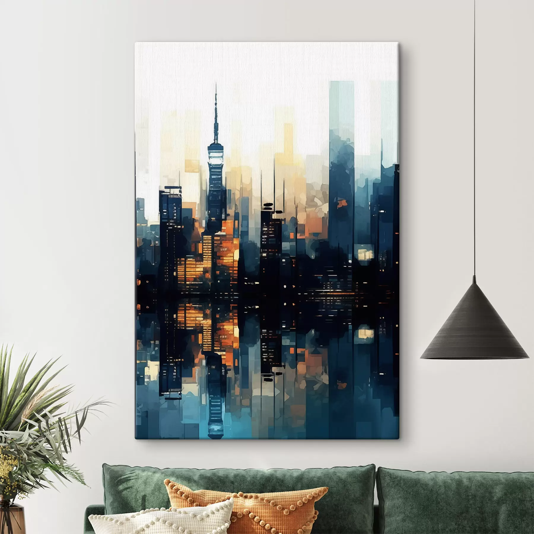  Schilderijen Avondzon in een grote stad s47677