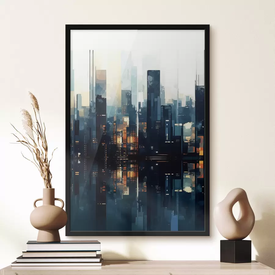 Fotobehang Avondzon in een grote stad f47676