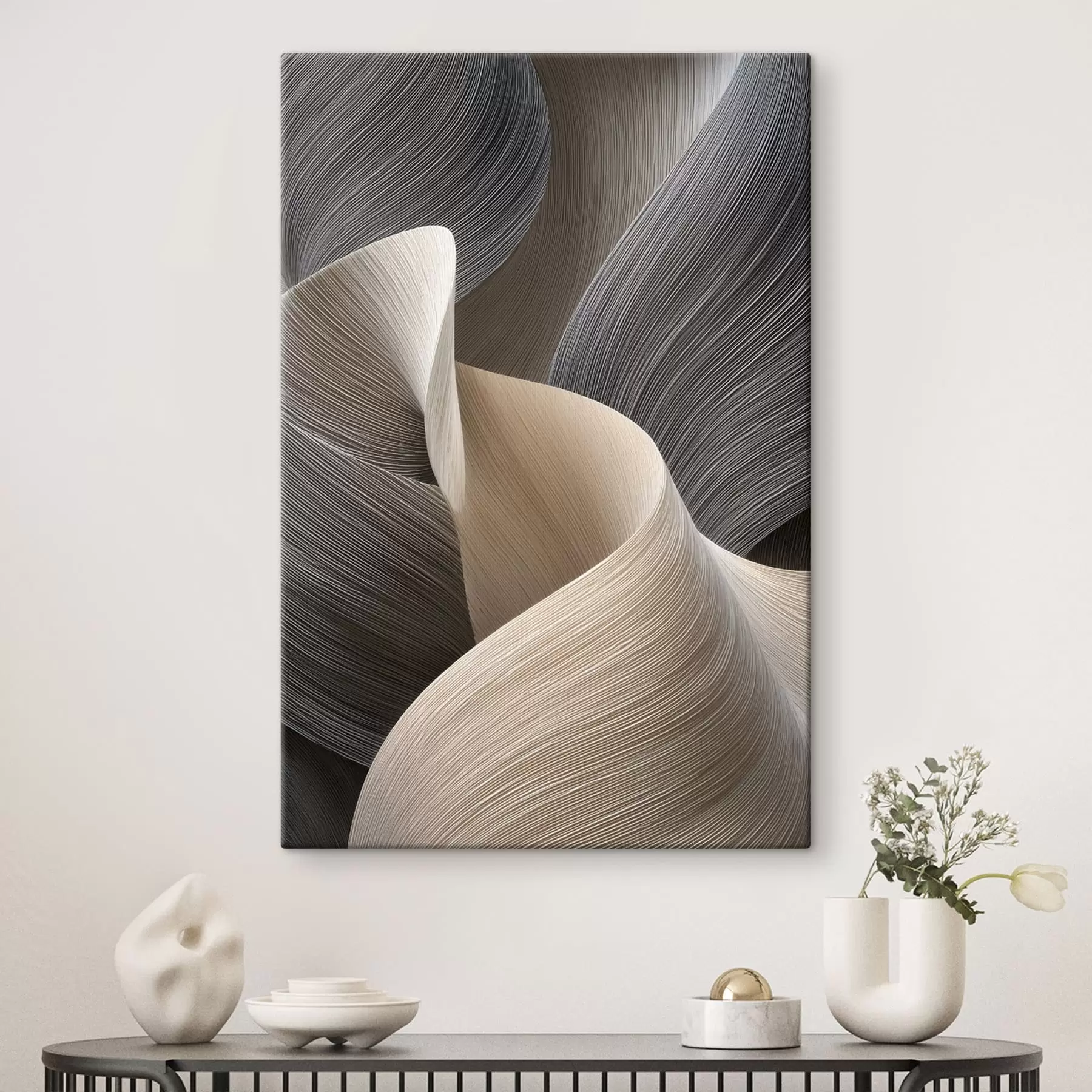 Fotobehang abstracte golven met imitatie van volume s47695