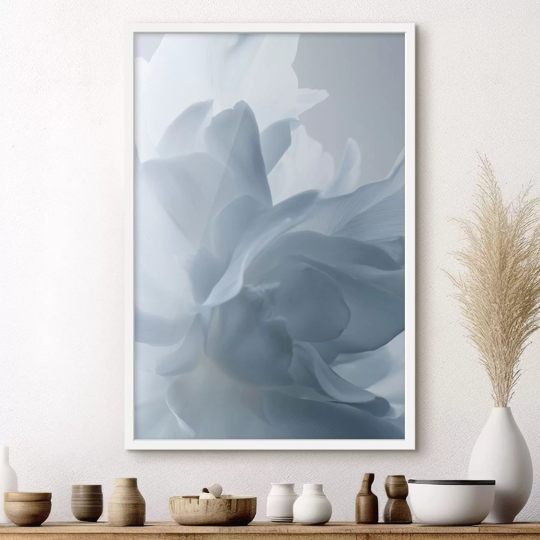 Fotobehang delicate bloemblaadjes in blauwtinten f47691