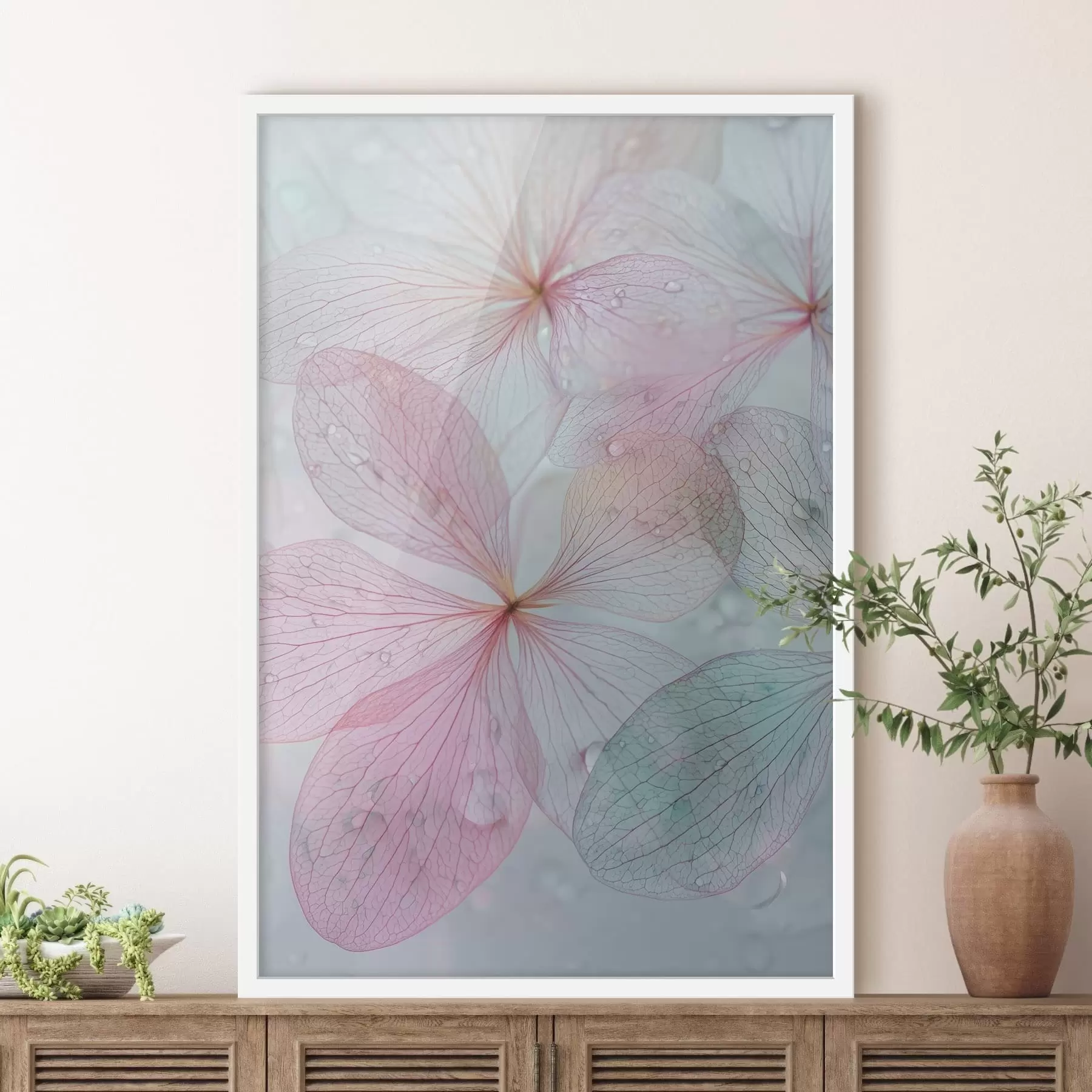 Fotobehang bloemen met nerven onder water f47693