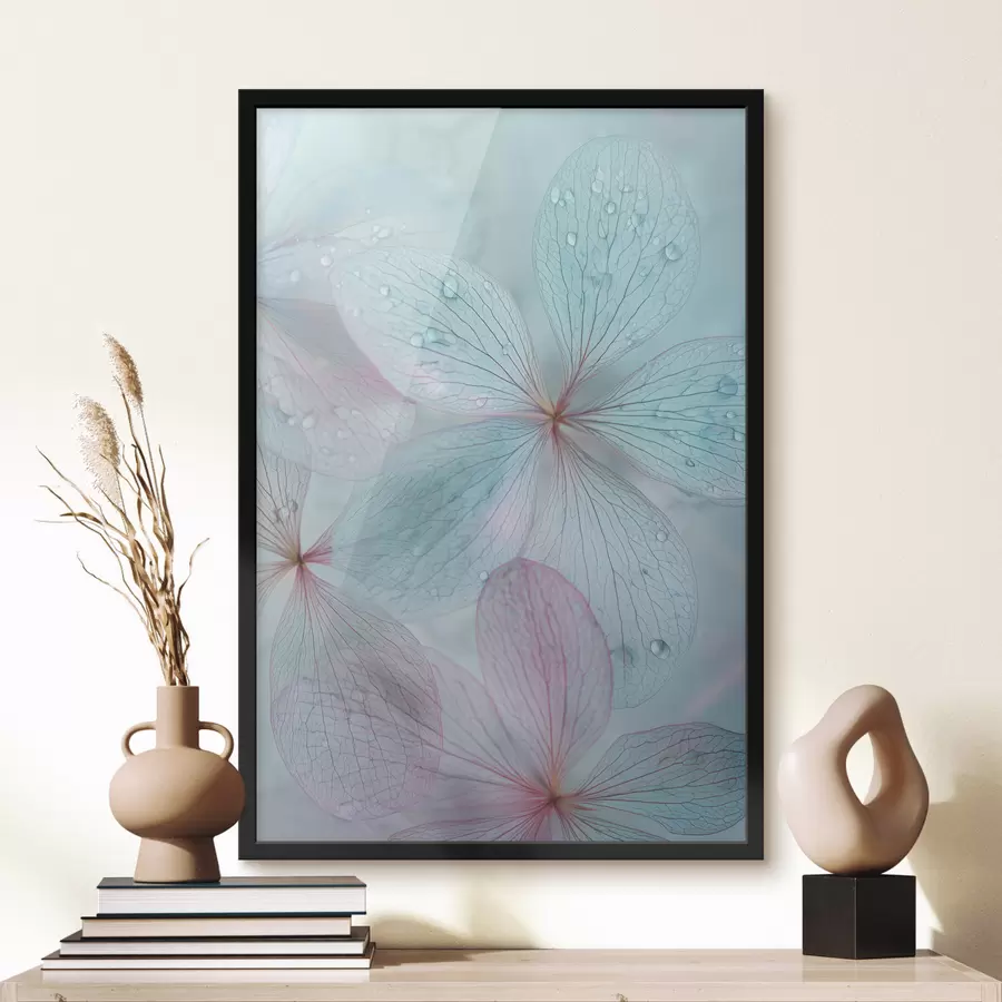 Fotobehang bloemen met nerven onder water f47694