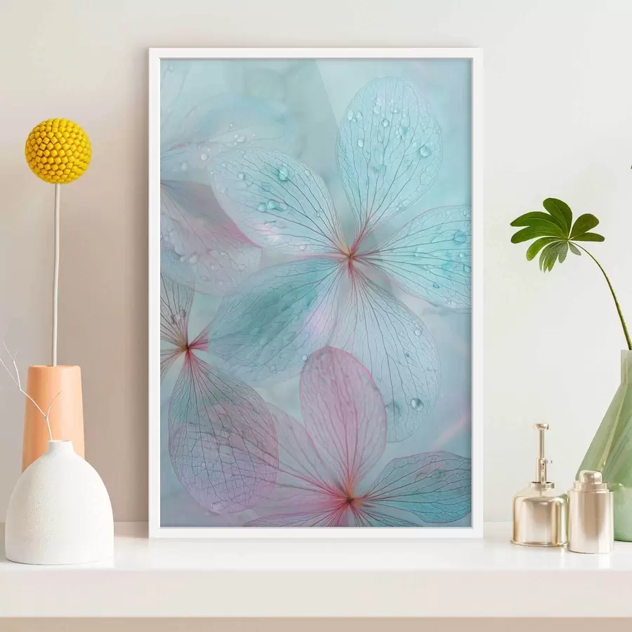 Fotobehang bloemen met nerven onder water f47694