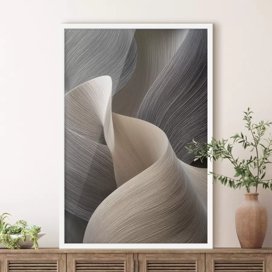 Fotobehang abstracte golven met imitatie van volume f47695