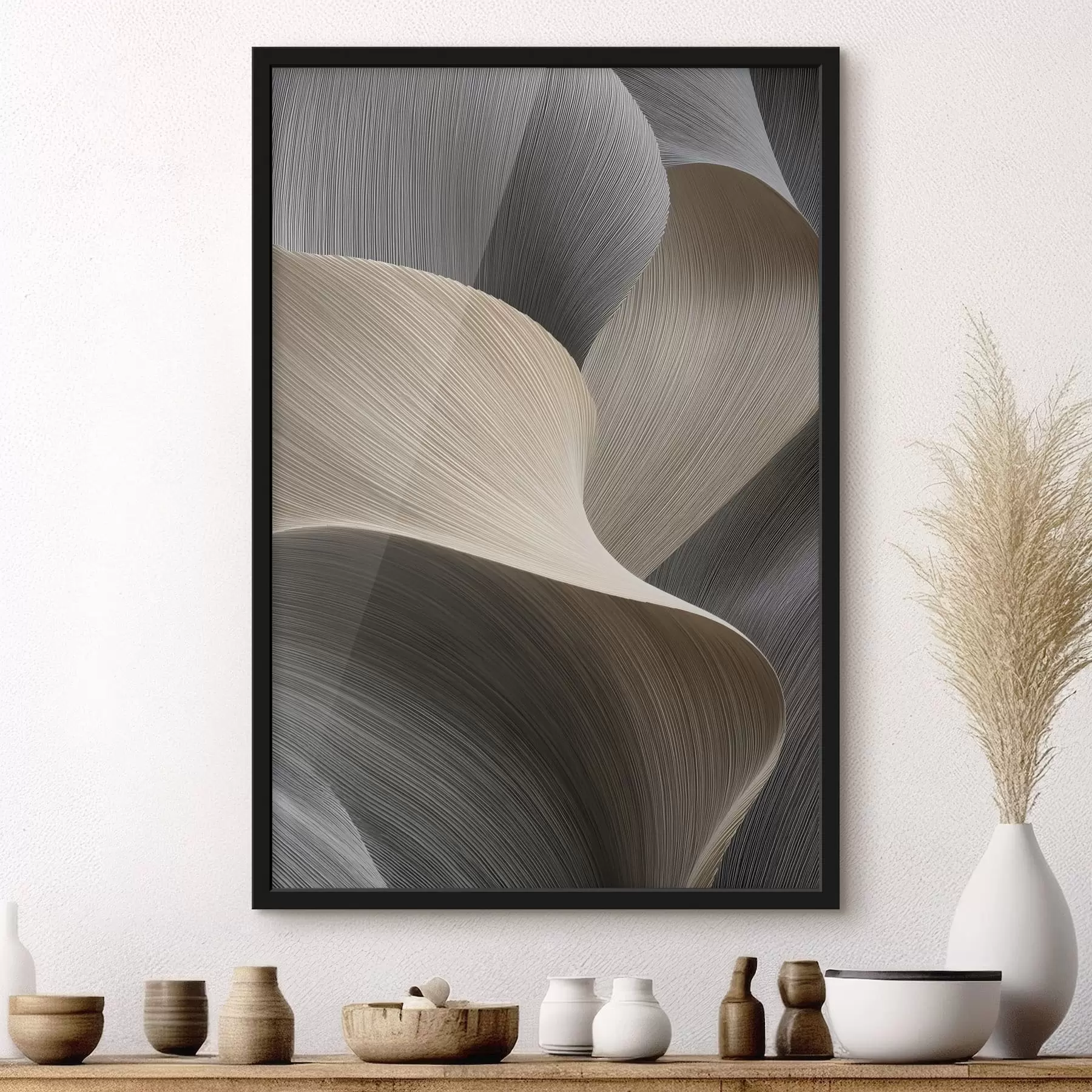 Fotobehang abstracte golven met imitatie van volume f47696