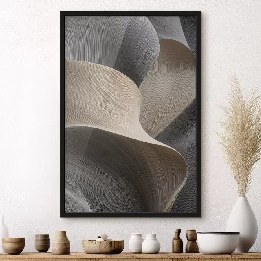 Fotobehang abstracte golven met imitatie van volume f47696