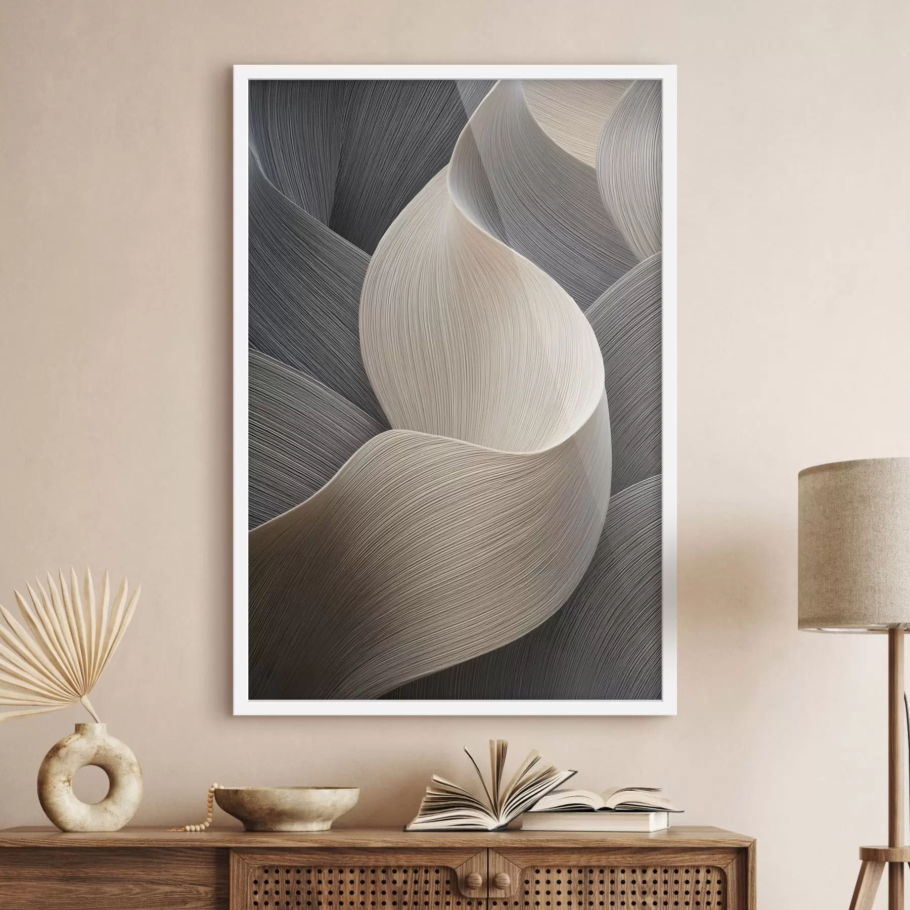 Fotobehang abstracte golven met imitatie van volume f47697