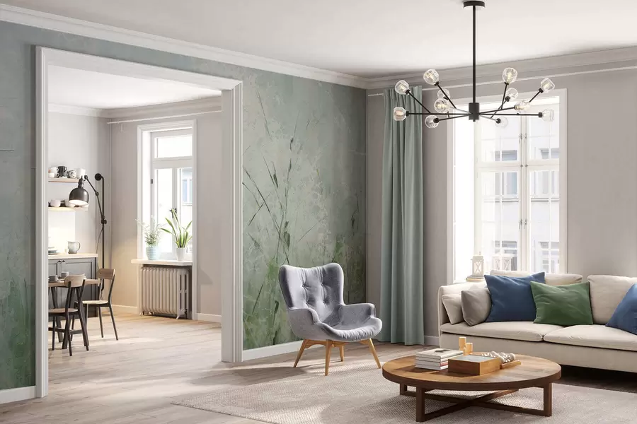 Fotobehang Lichtheid van gras w05176