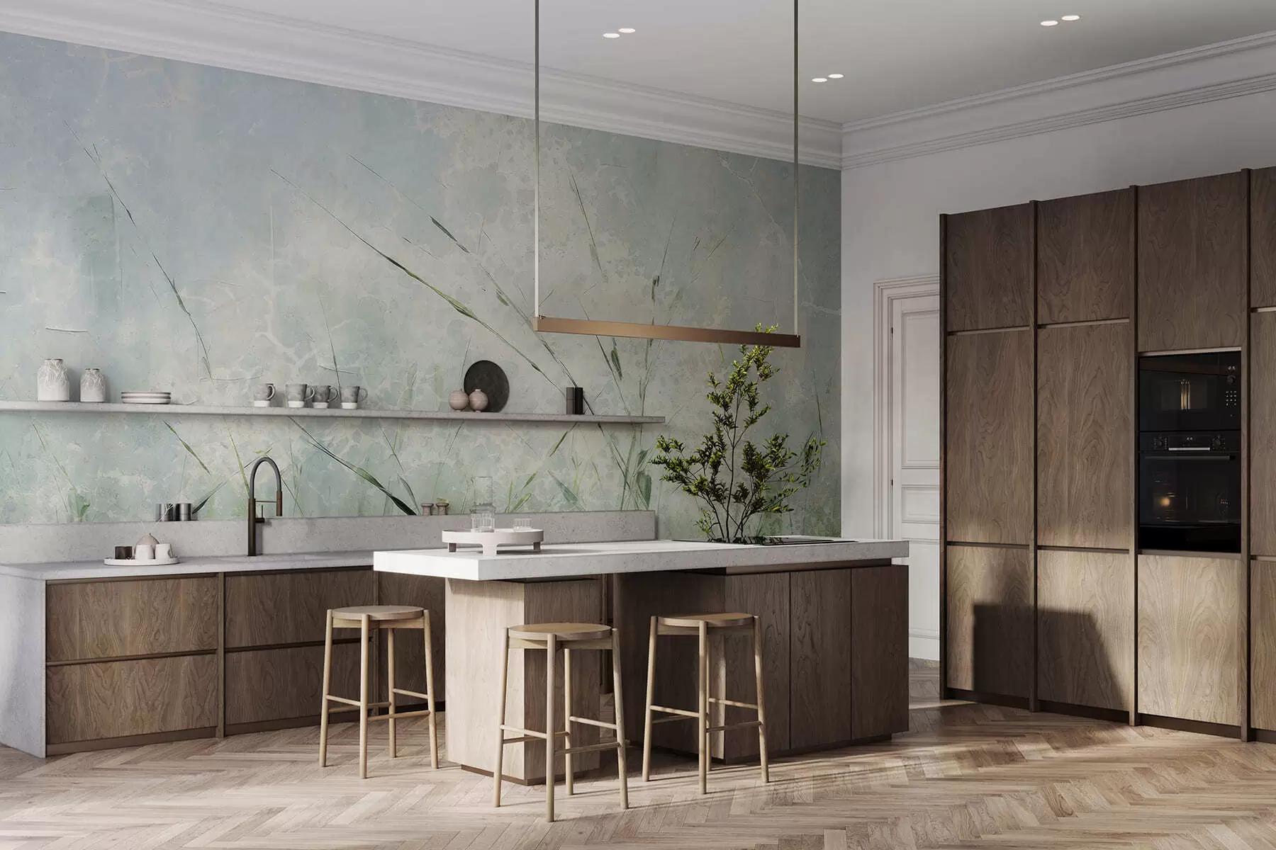 Fotobehang Lichtheid van gras w05176