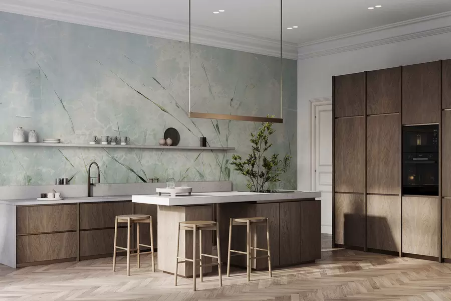 Fotobehang Lichtheid van gras w05176