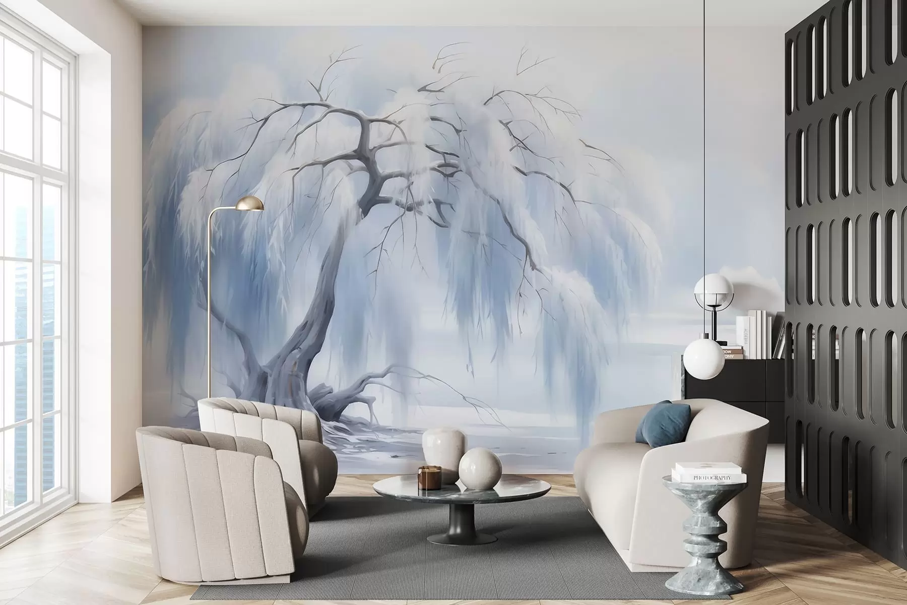 Fotobehang Weelderig beschilderde boom w05179