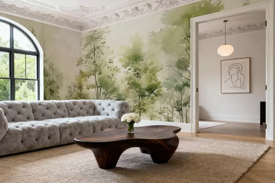 Fotobehang Aquarel loofbos w05180