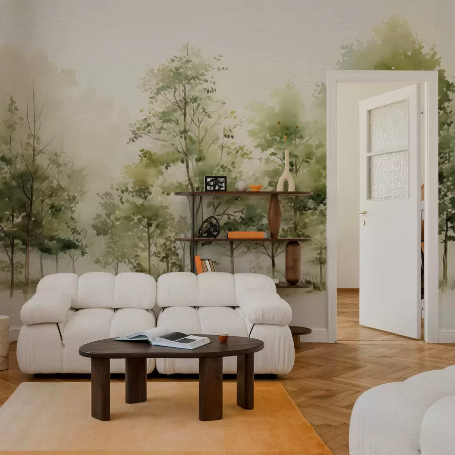 Fotobehang Aquarel loofbos w05180