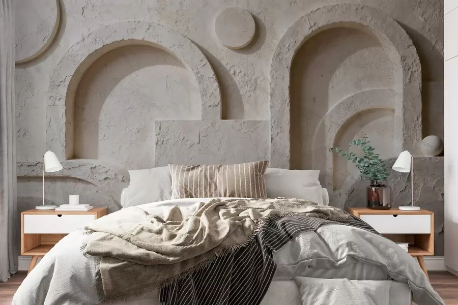 Fotobehang Volumetrische geometrie gemaakt van beton w05186