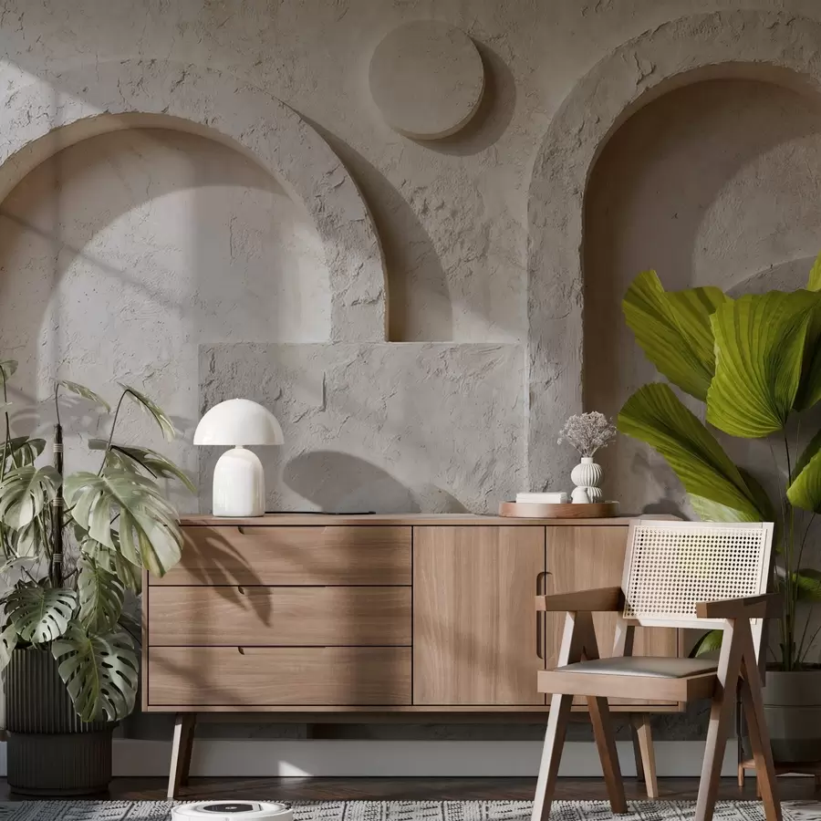 Fotobehang Volumetrische geometrie gemaakt van beton w05186