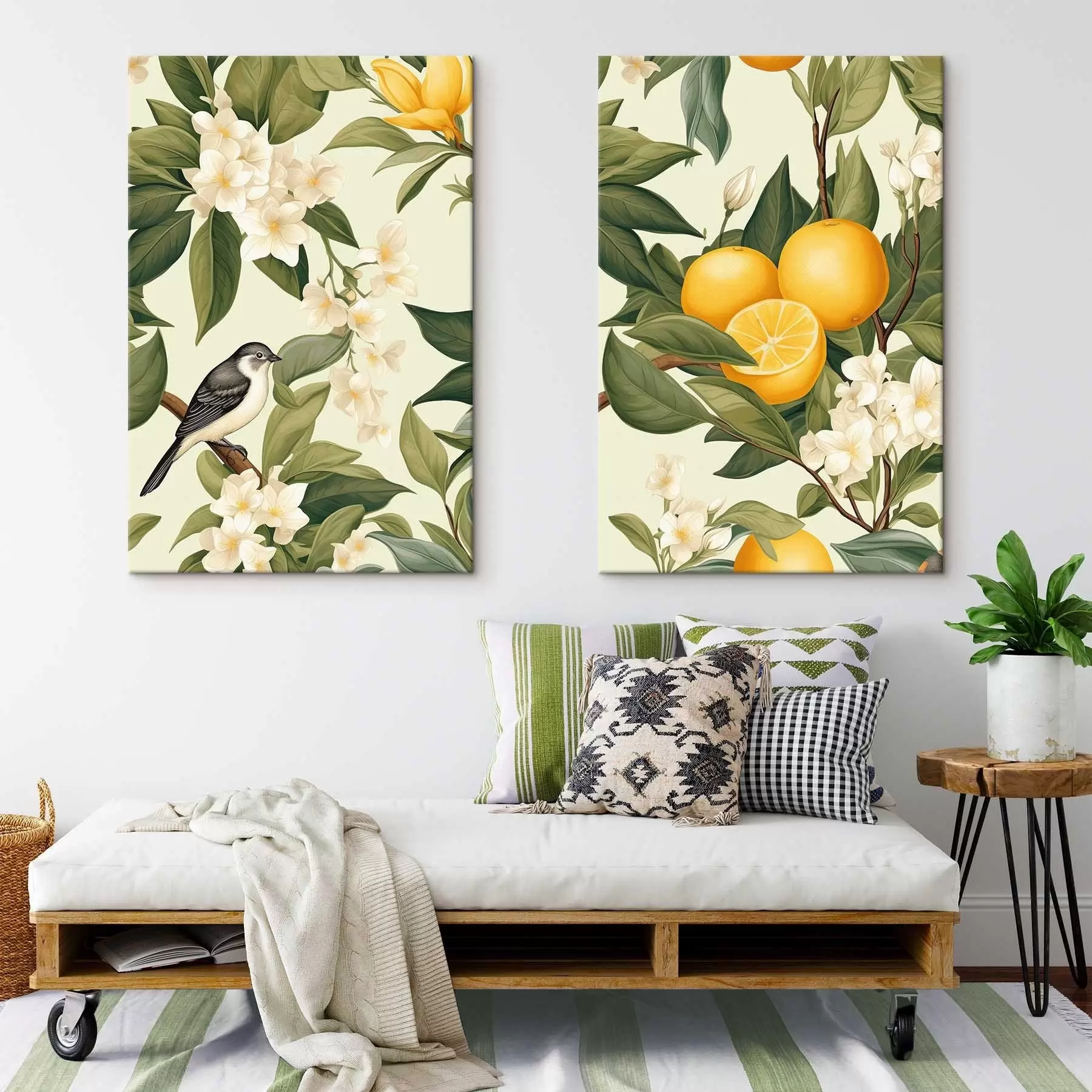  Schilderijen Vogel op citroentakken m01288