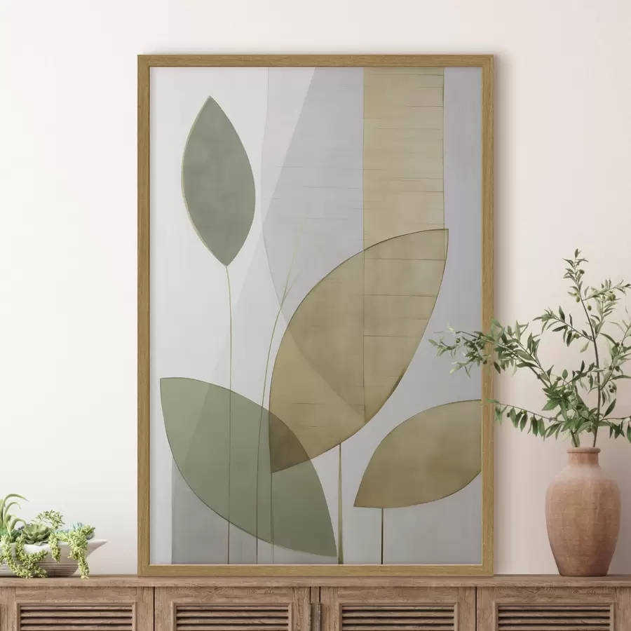 Fotobehang Abstractie met gebladerte f47714