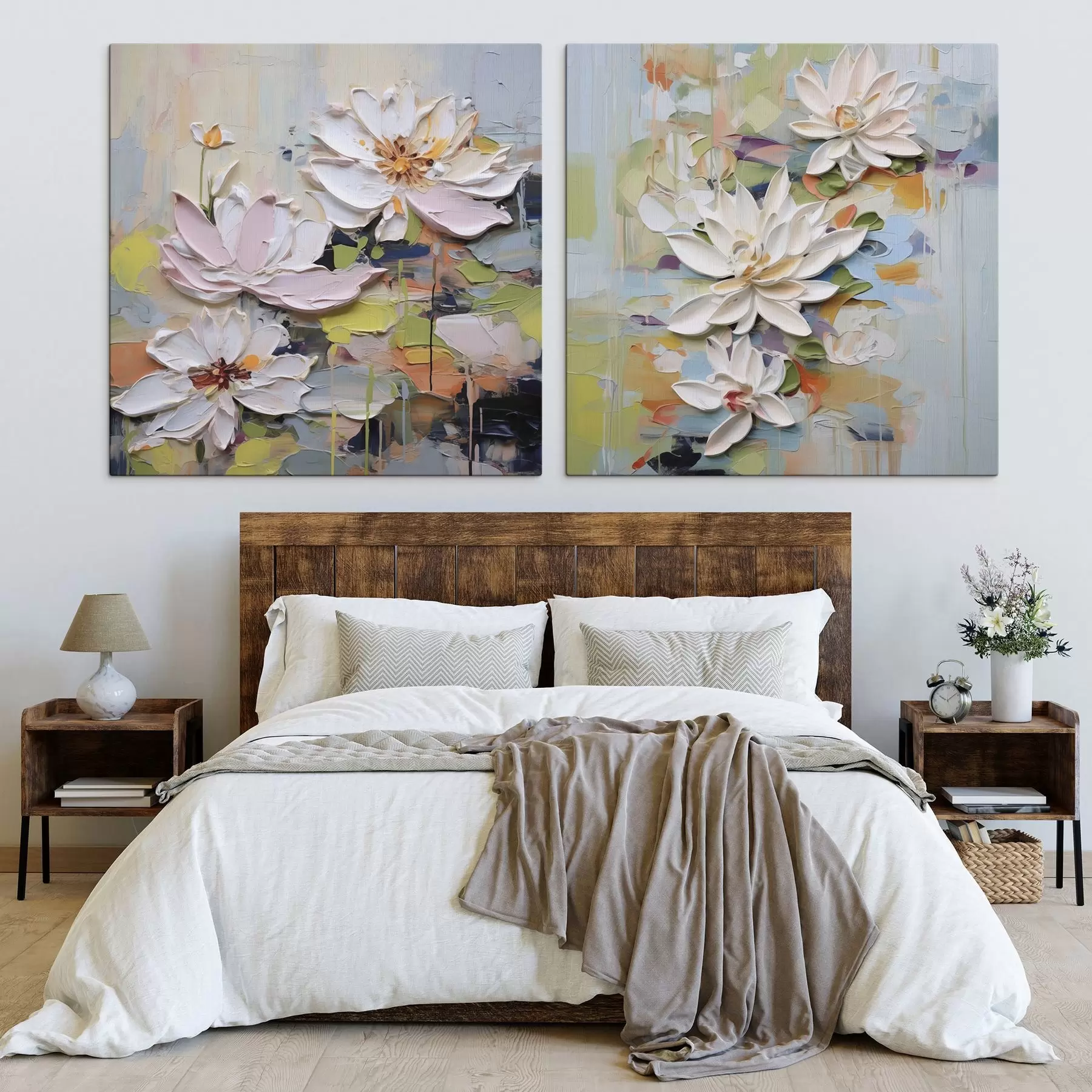  Schilderijen Abstracte lotusbloemen, imitatie schilderij m01295