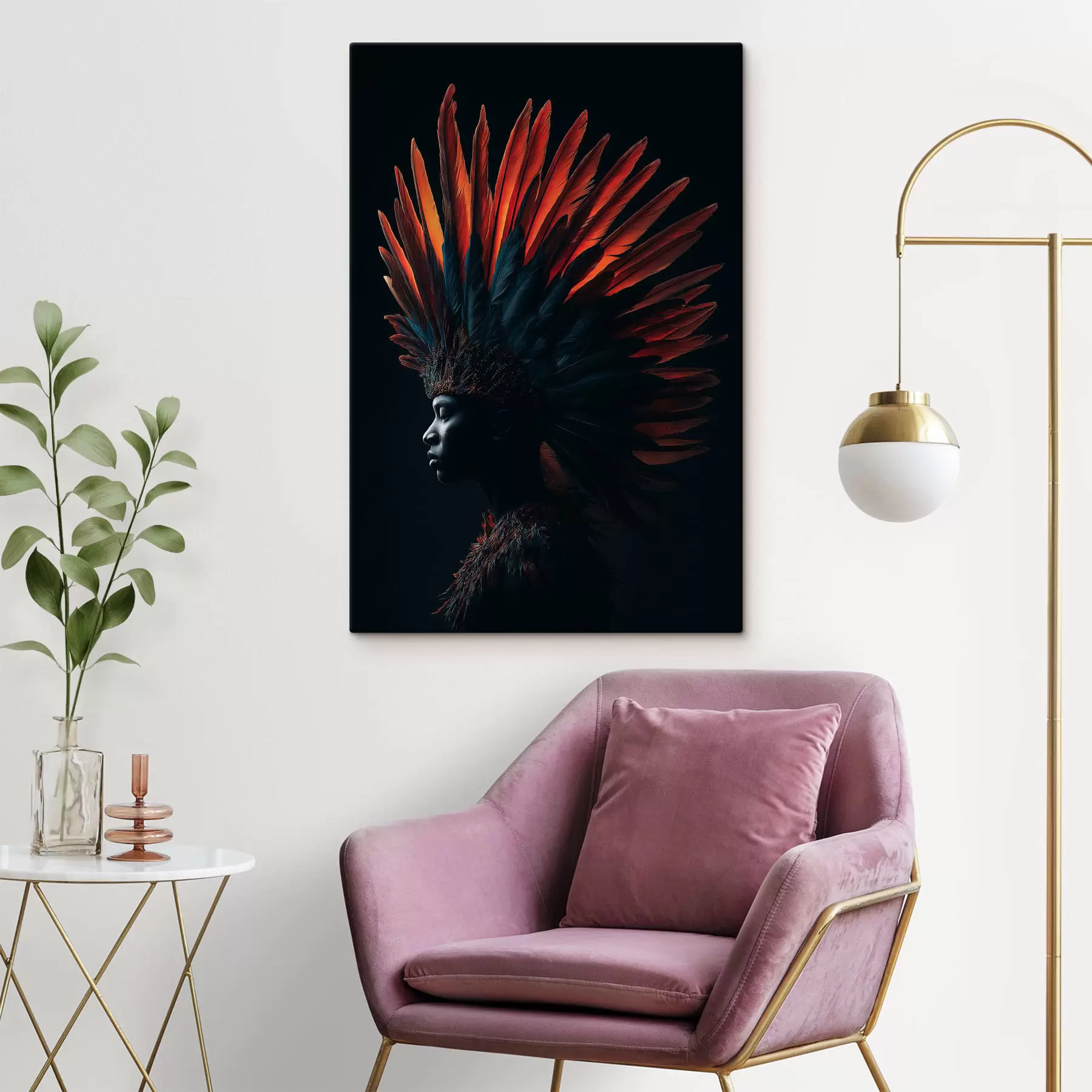  Schilderijen Portret met veren s47736