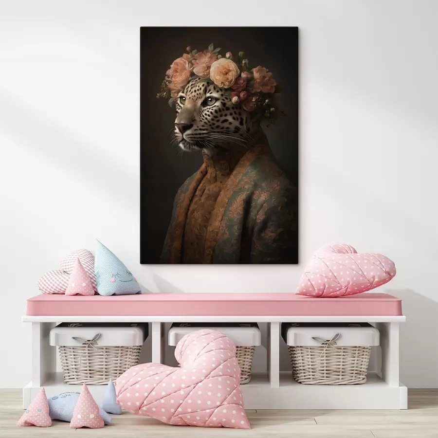  Schilderijen Luipaard met bloemen s47737