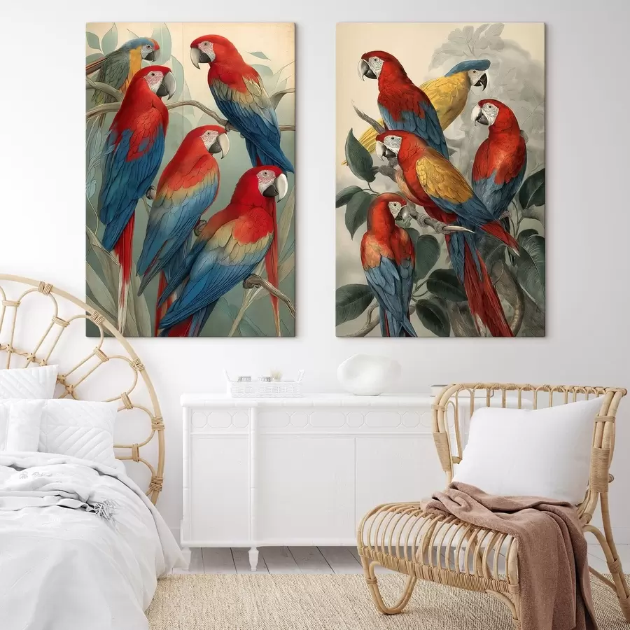  Schilderijen Vintage papegaaien m01302