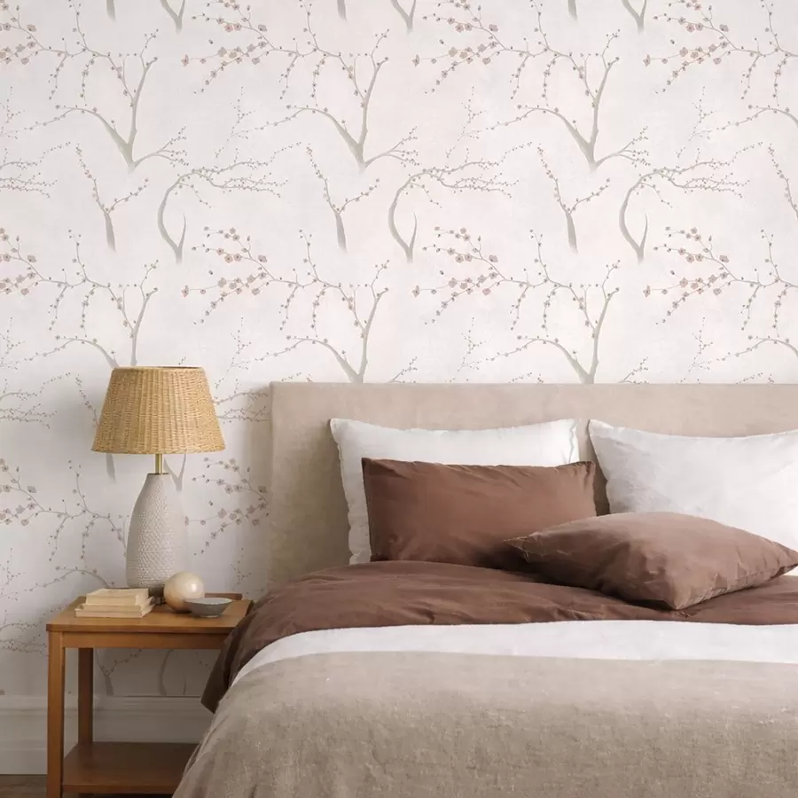 Fotobehang Lichte takken met roze bloesems a01111v1