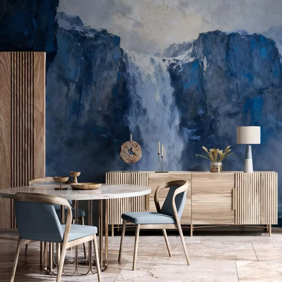 Fotobehang Grunge-stijl geschilderde waterval w05177