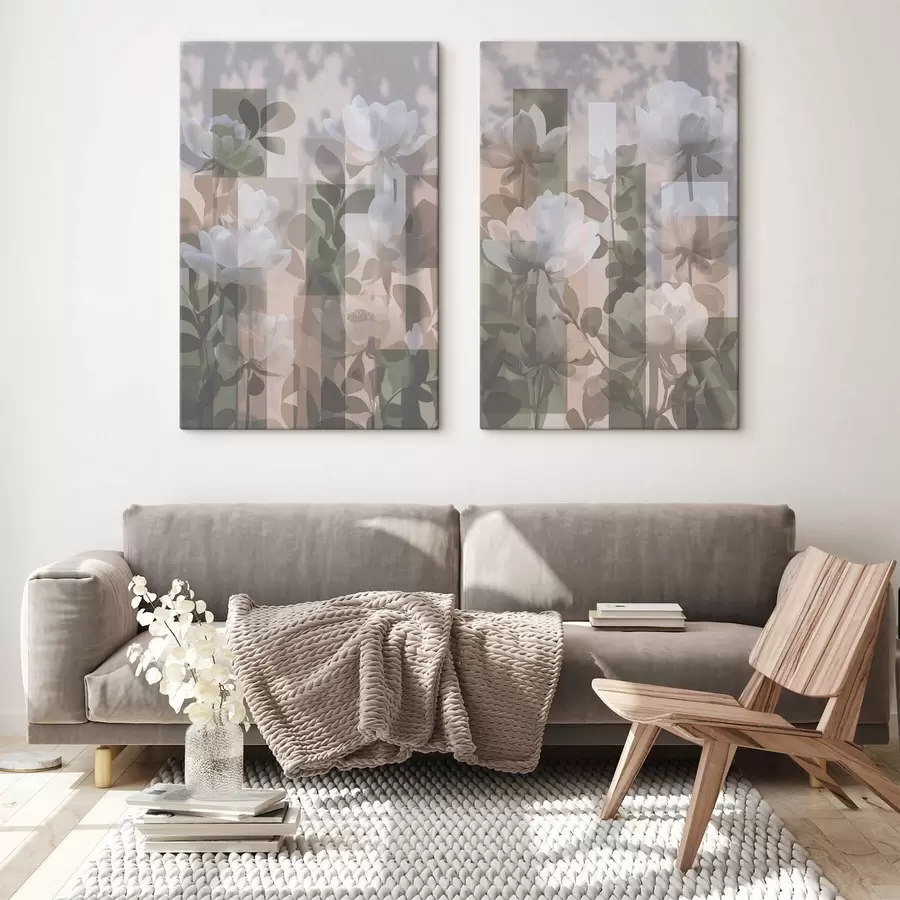  Schilderijen Abstractie met bloemen m01268