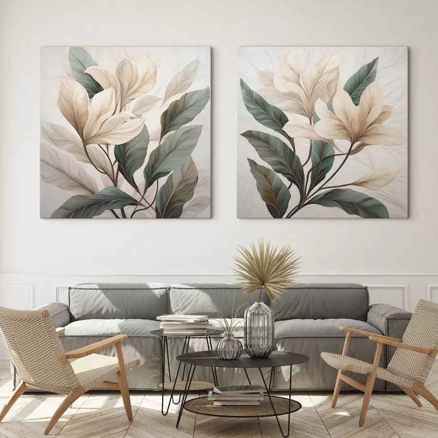  Schilderijen Bloemen met bladeren m01271