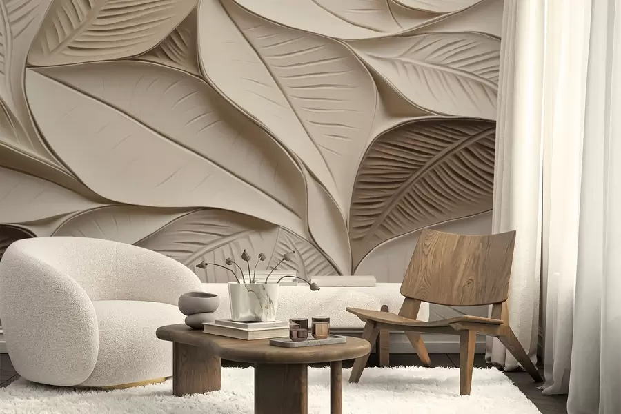 Fotobehang Abstracte bladeren met nerven w05209