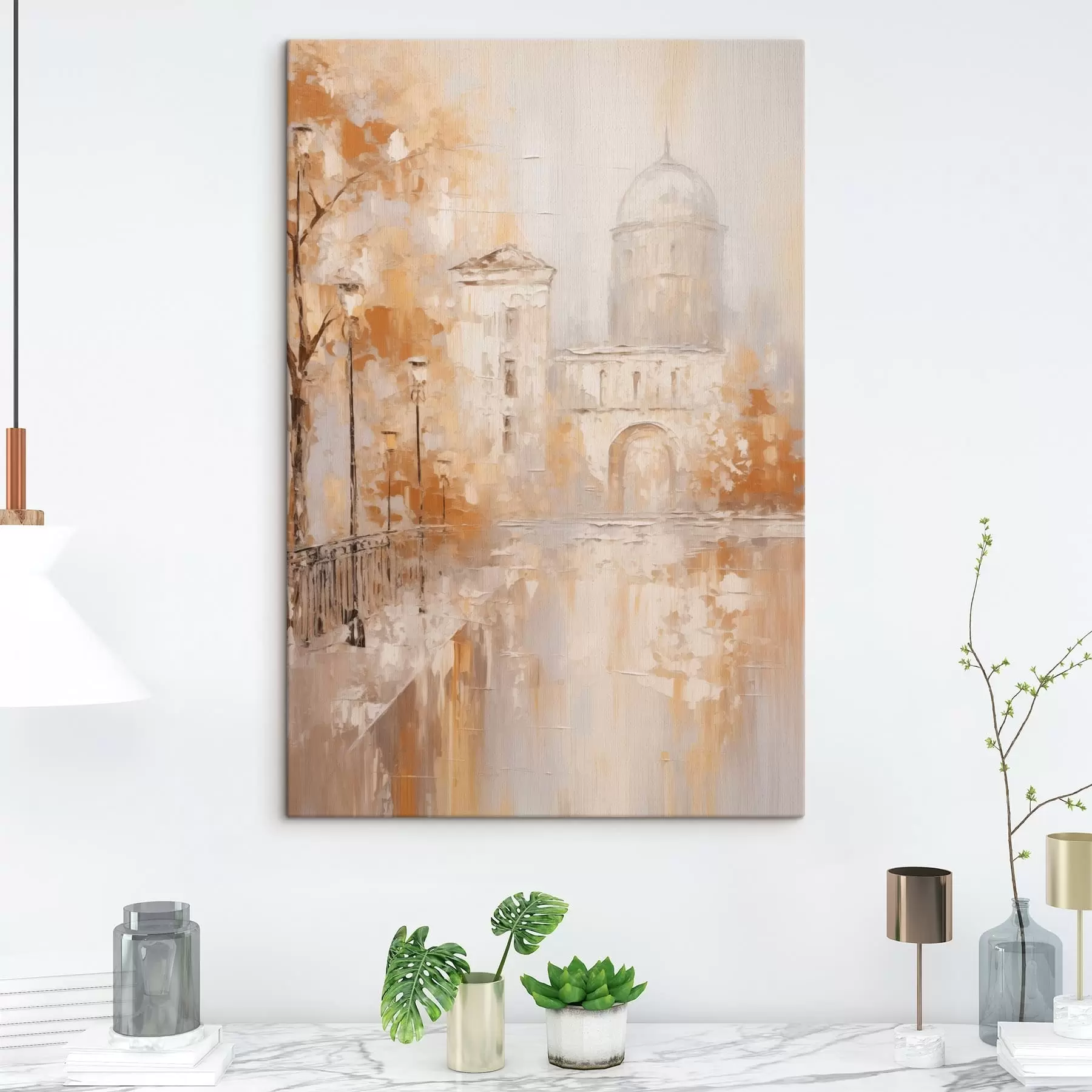  Schilderijen Stadsgezicht met een boog in warme tinten s47303