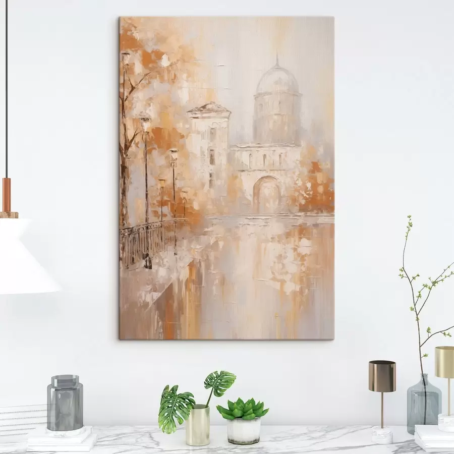  Schilderijen Stadsgezicht met een boog in warme tinten s47303