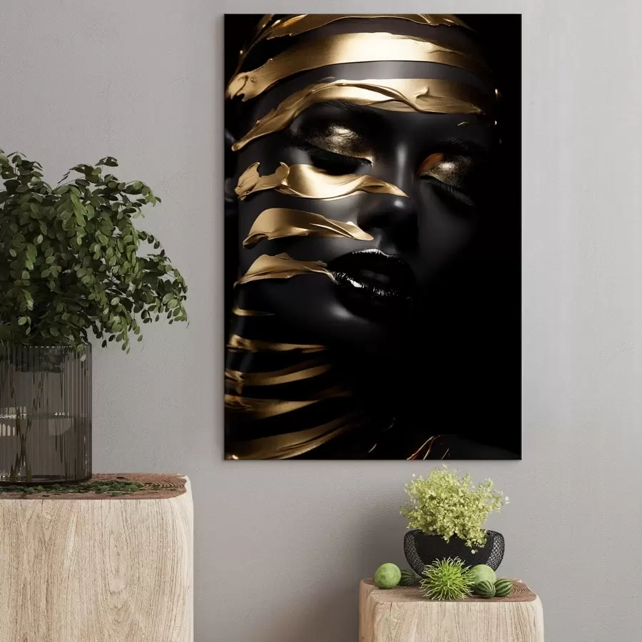  Schilderijen Gezicht met zwart en strepen s47320