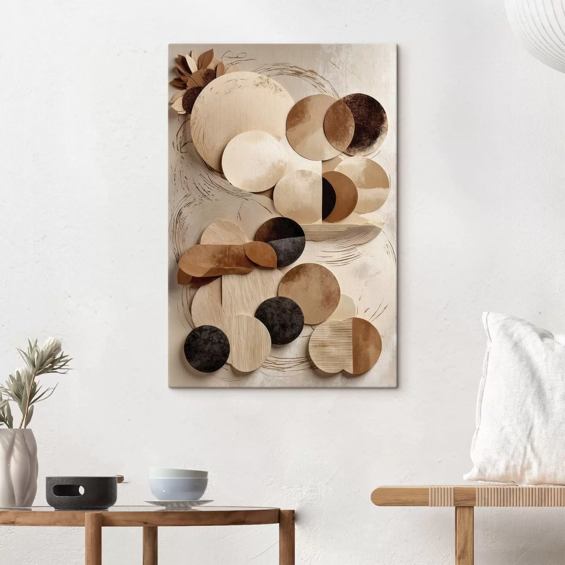  Schilderijen Samenstelling van ronde vormen in warme tinten s47751