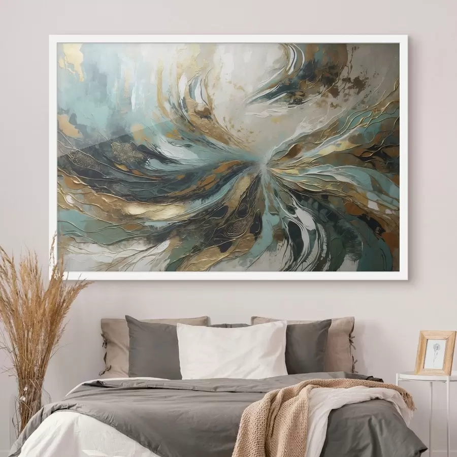 Fotobehang Turquoise abstractie met lijnen f47258