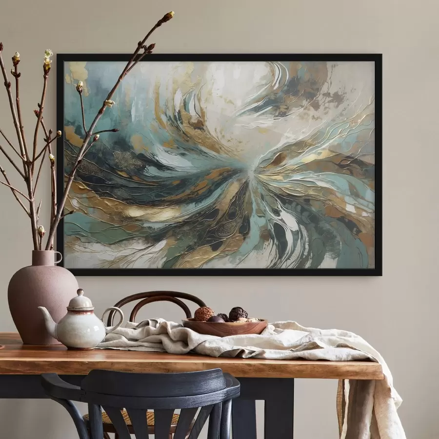 Fotobehang Turquoise abstractie met lijnen f47258