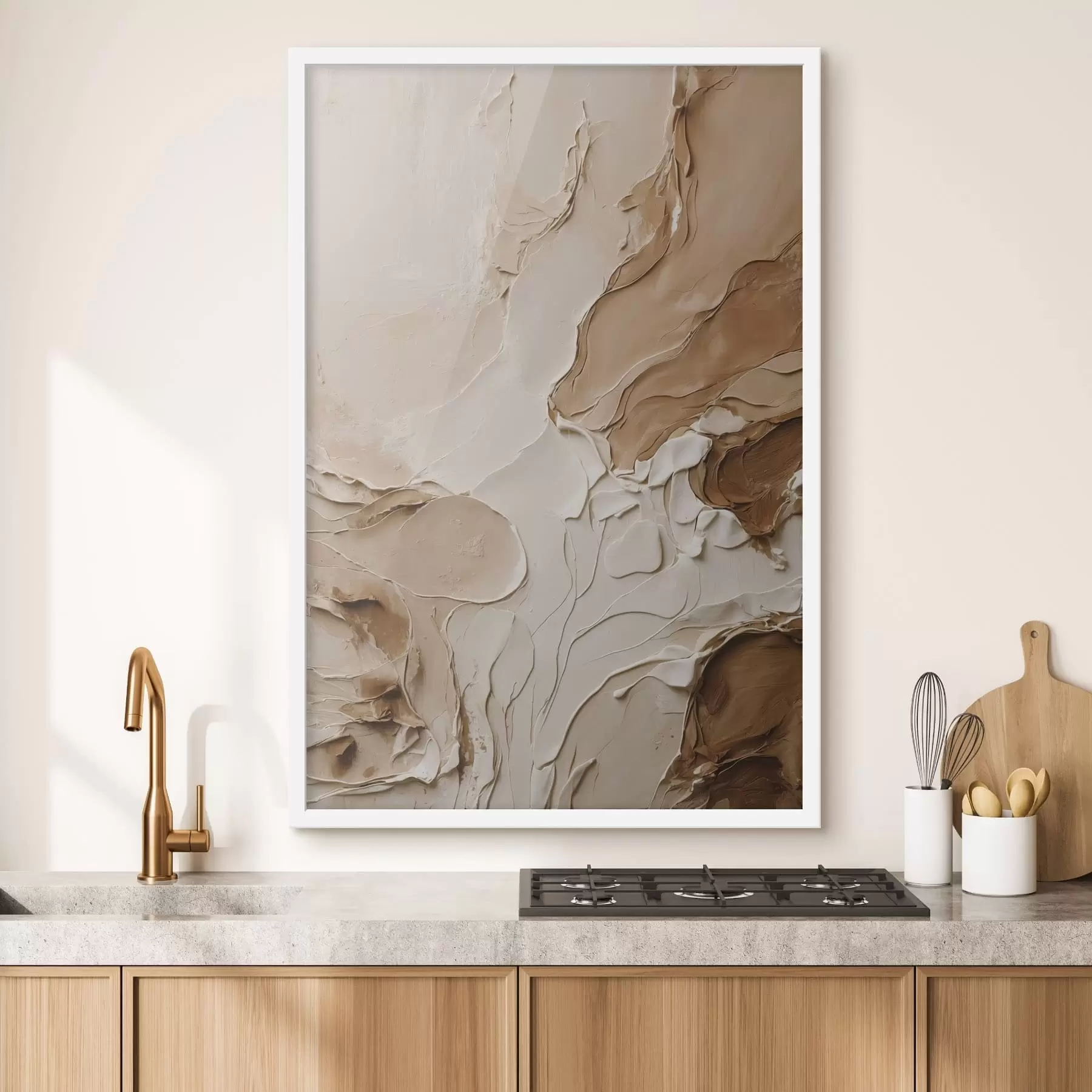 Fotobehang Beige gestructureerde streken met vloeiende lijnen f47274