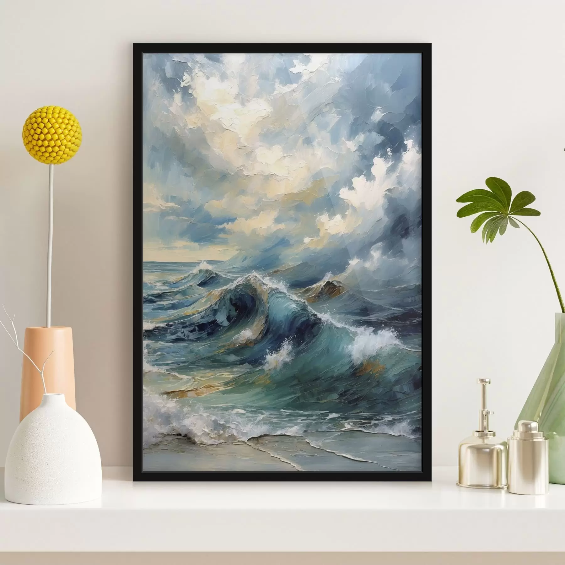 Fotobehang Zeegolven onder een heldere bewolkte hemel f47275