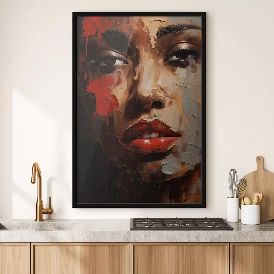 Fotobehang Levendig vrouwenportret met rode accenten f47293